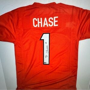 Ja'marr Chase Hand Signed Autograph Cincinnati Bengals Orange Jersey Beckett BAS